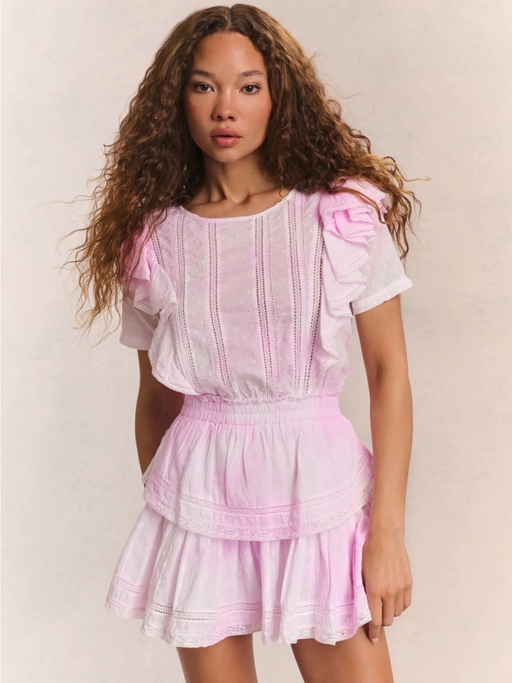 Love Shack Fancy Natasha Mini Dress Pink